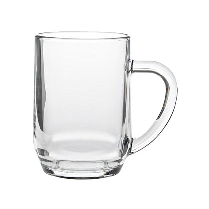 Heritage Glass Pint Tankard by Glassware UK with 570ml capacity, clear glass with traditional design, displayed on a wooden surface.