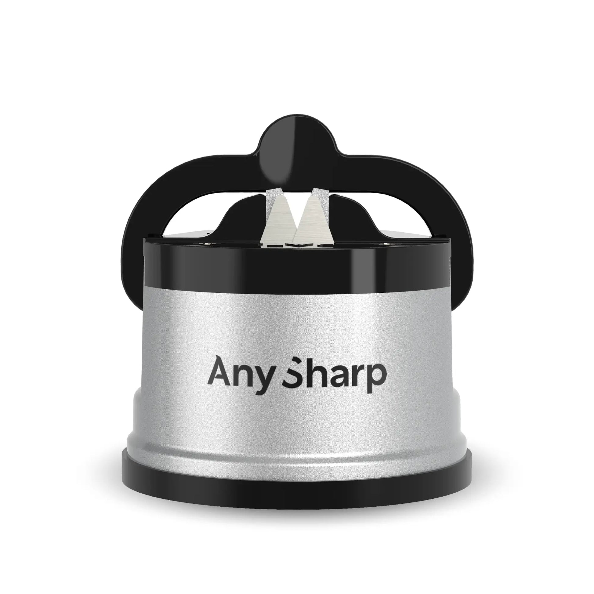 Silver AnySharp Classic Knife Sharpener with ergonomic handle and sharpening slots for easy, efficient knife honing.
