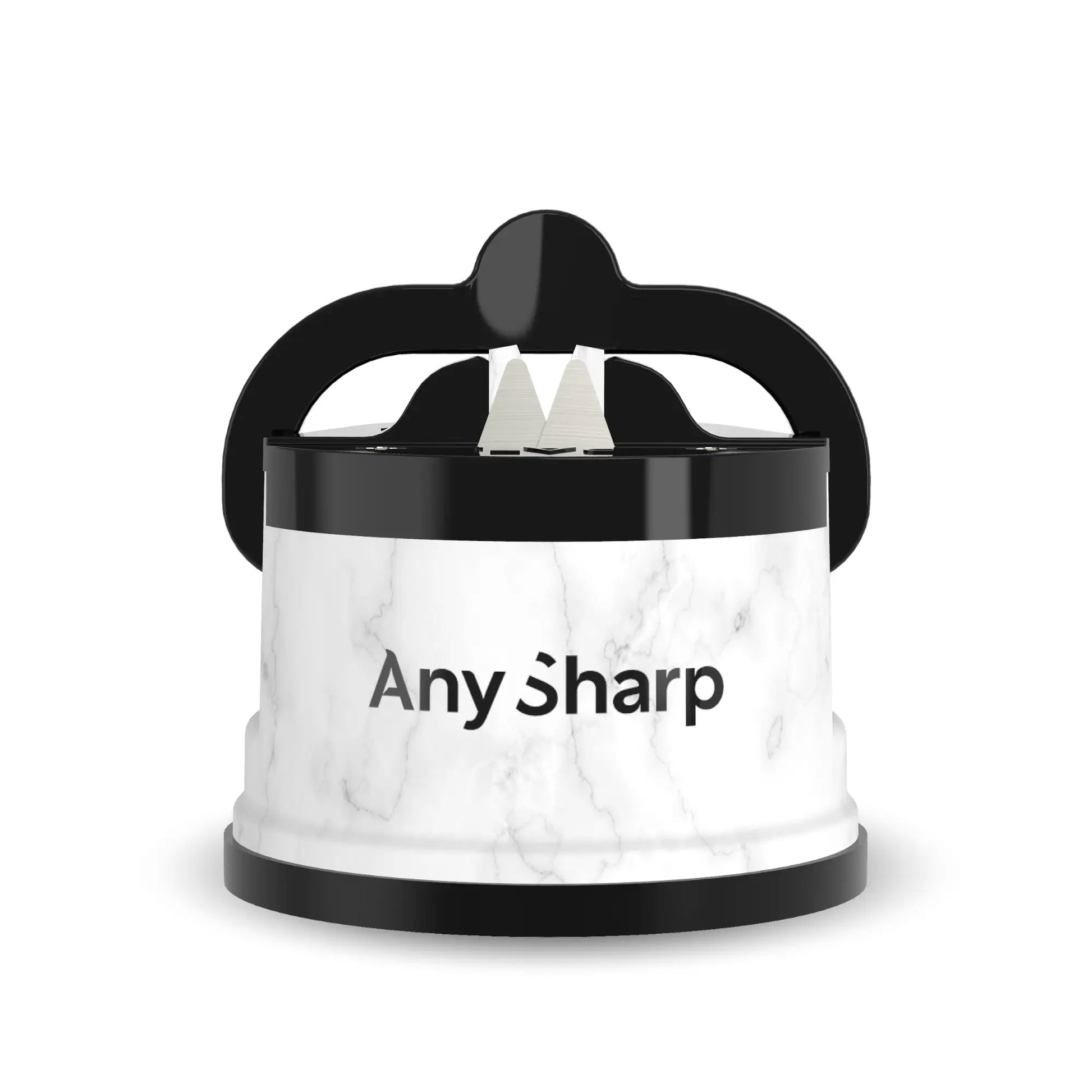 AnySharp Classic Knife Sharpener with marble finish, featuring a compact design and easy grip handle for precise kitchen knife sharpening.