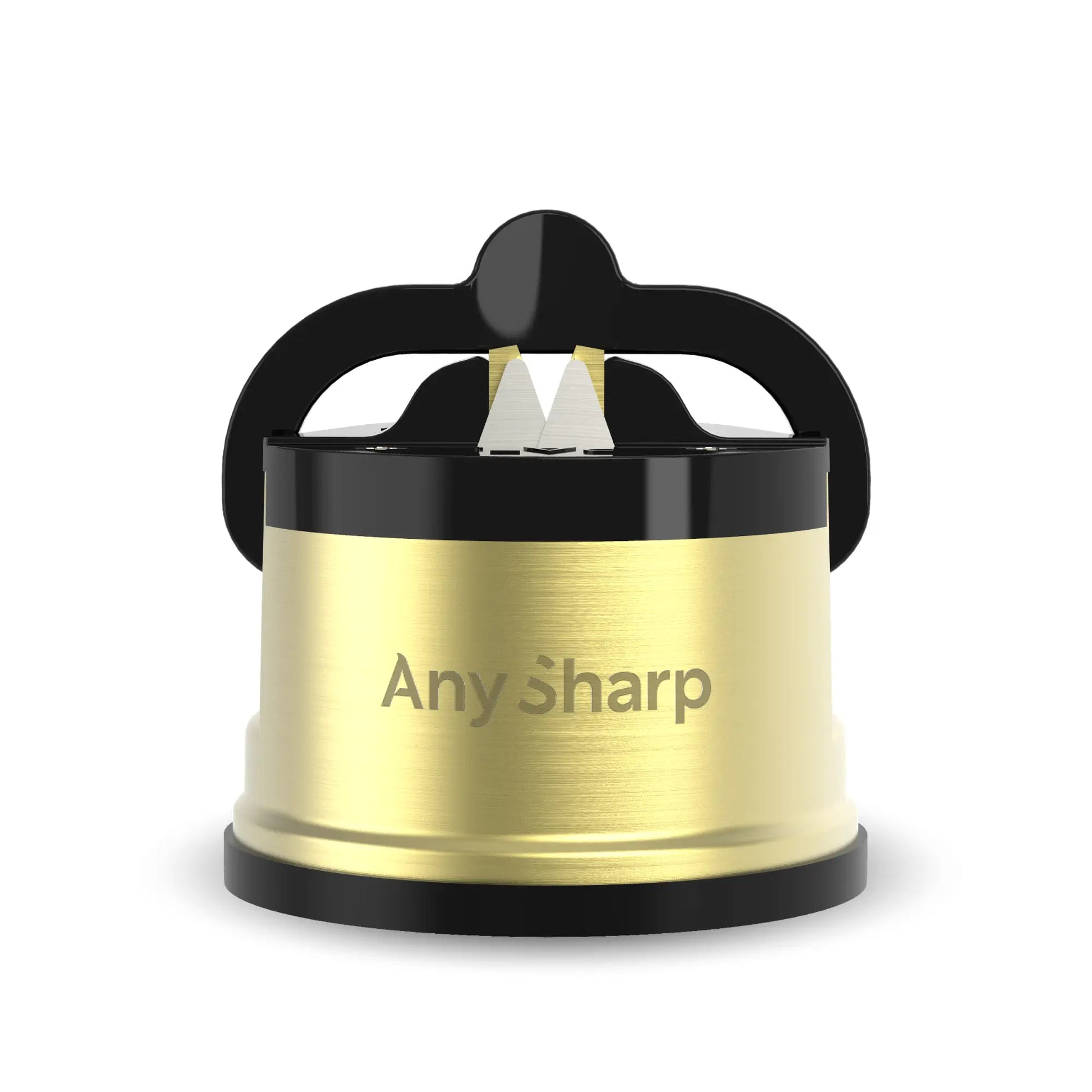 AnySharp Pro Knife Sharpener in brass, classic knife sharpener with ergonomic design, suitable for sharpening kitchen knives.