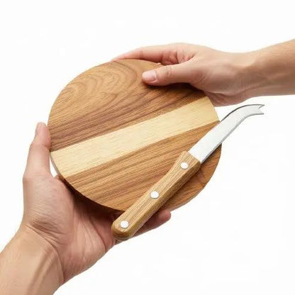 Acacia cheese set with knife and board, ideal for gift sets, featuring natural wood finish and elegant design by Glassware UK.
