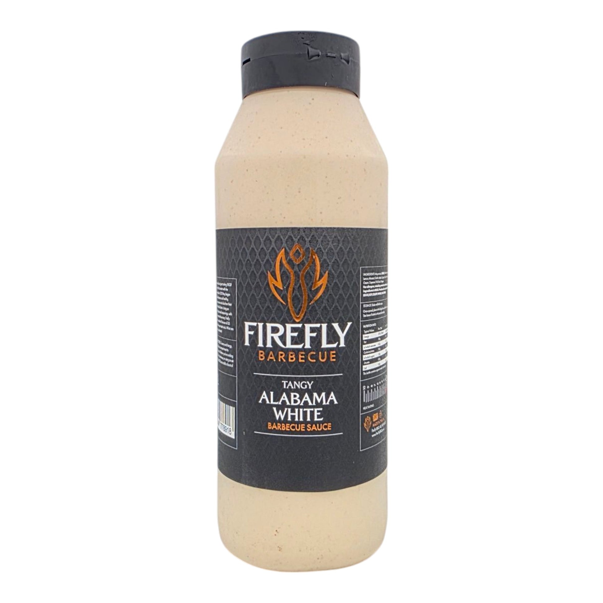 FireFly Barbecue Alabama White BBQ Sauce in a 1-liter bottle, creamy white sauce with herbs and spices for grilling and dipping.