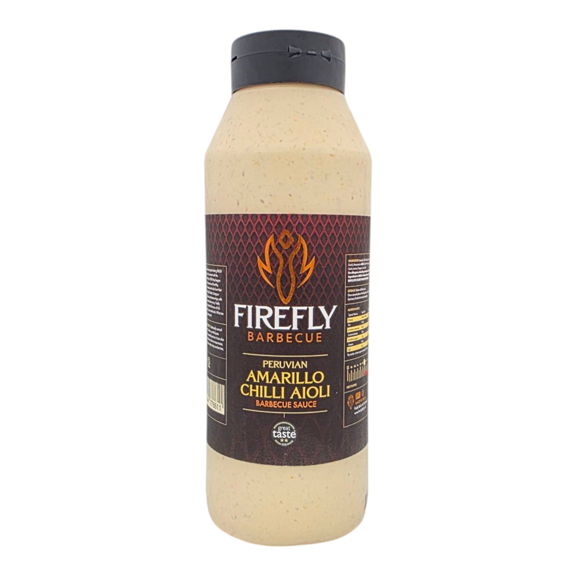 FireFly Barbecue Peruvian Amarillo Chilli Aioli in a jar, showcasing vibrant yellow chili sauce for BBQ and dipping.