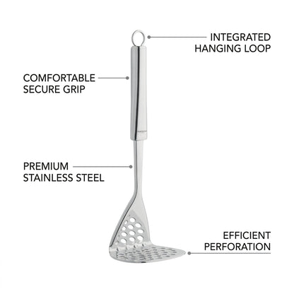 Glassware UK Smart Potato Masher by Ghidini, a sleek kitchen utensil with ergonomic handle for mashing potatoes and vegetables.