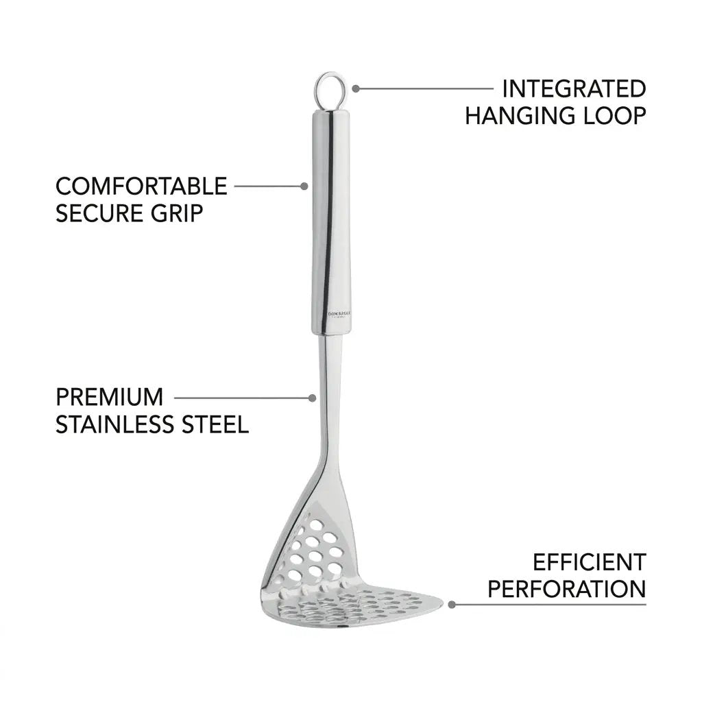 Smart Poato Masher by Ghidini, a sleek kitchen utensil with a comfortable handle, designed for mashing potatoes and vegetables.