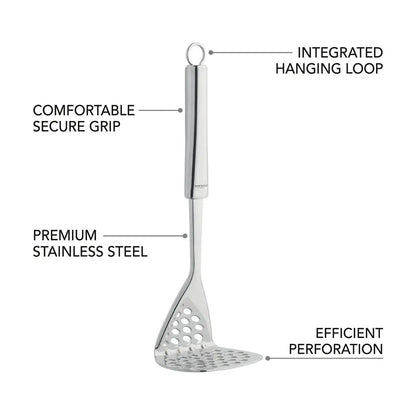 Smart Poato Masher by Ghidini, a sleek kitchen utensil with a comfortable handle, designed for mashing potatoes and vegetables.