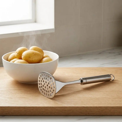 Glassware UK Smart Potato Masher from Ghidini, kitchen utensil with ergonomic handle, ideal for mashing potatoes and vegetables.