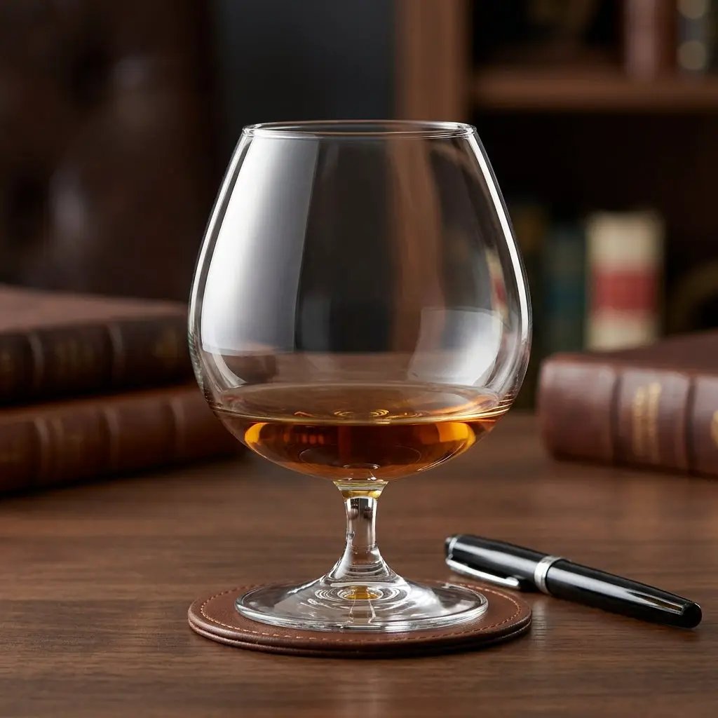 Glassware UK Brandy Balloon Glass, 550ml whisky tumbler with a rounded bowl for sipping and enjoying spirits.