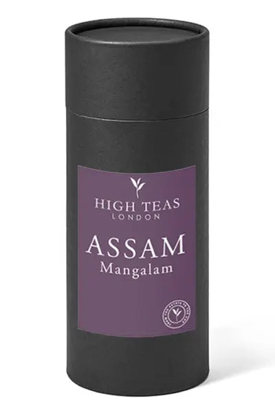 Assam Mangalam FTGFOP1 tea leaves from High Teas, showcasing fresh, whole dried tea leaves in a close-up view.