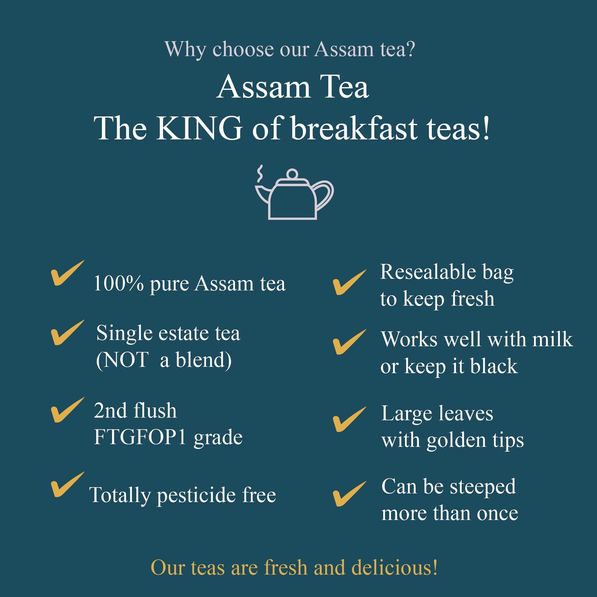 Assam Mangalam FTGFOP1 tea leaves in a jar, showcasing high-quality Assam Mangalam tea from High Teas brand.
