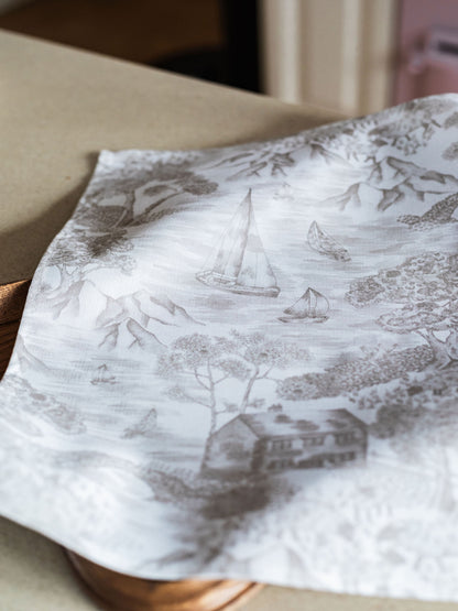 Pair of soft Avalon Home UK toile napkins with floral spring and summer pattern, ideal for elegant table settings.