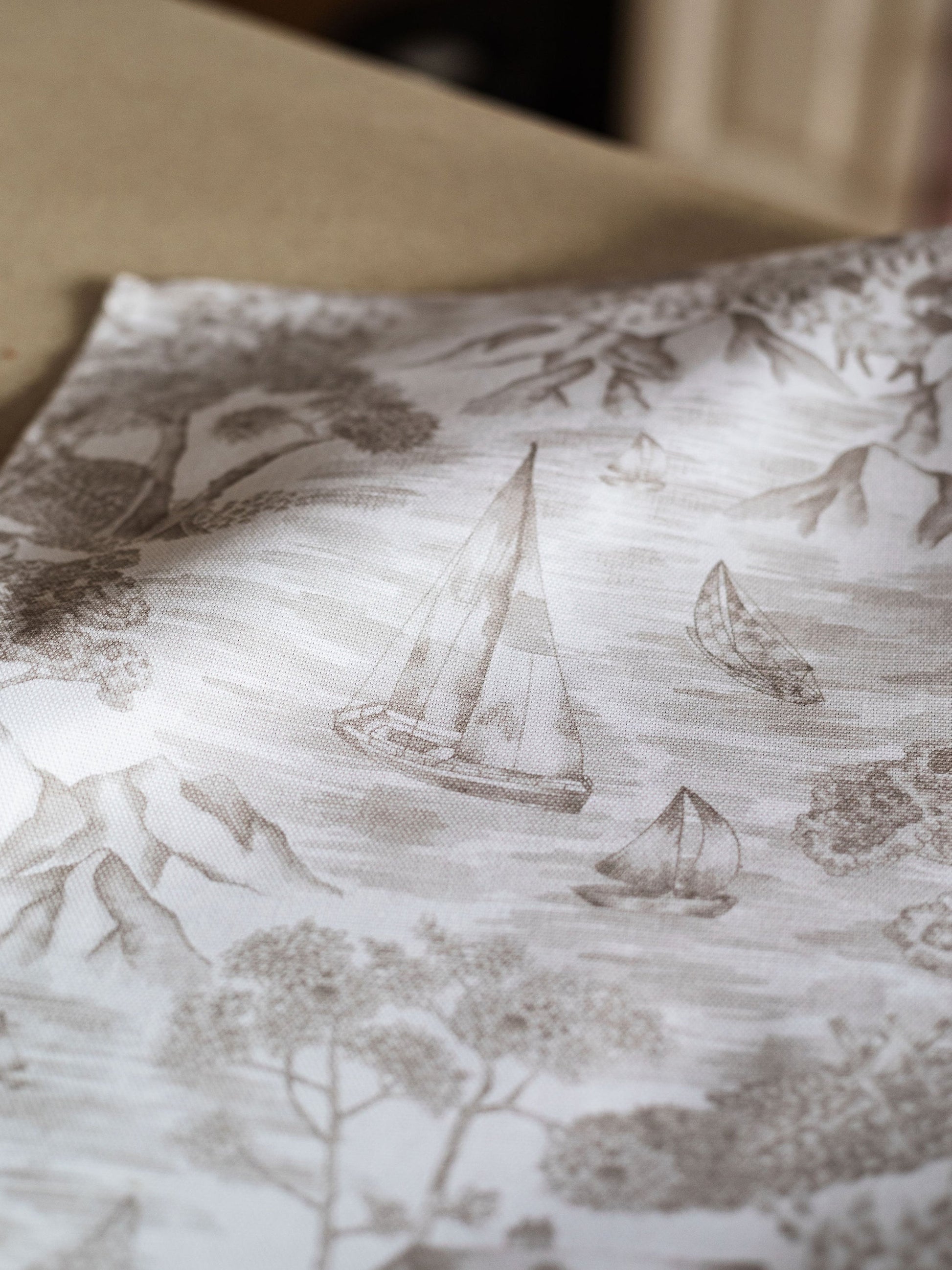 Pair of Avalon Home UK soft toile napkins in spring and summer floral design, perfect for elegant table setting.