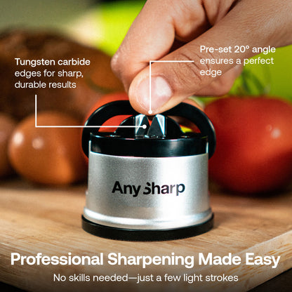 Elite AnySharp mini scissors and classic knife sharpener bundle featuring compact design and durable sharpening tools.