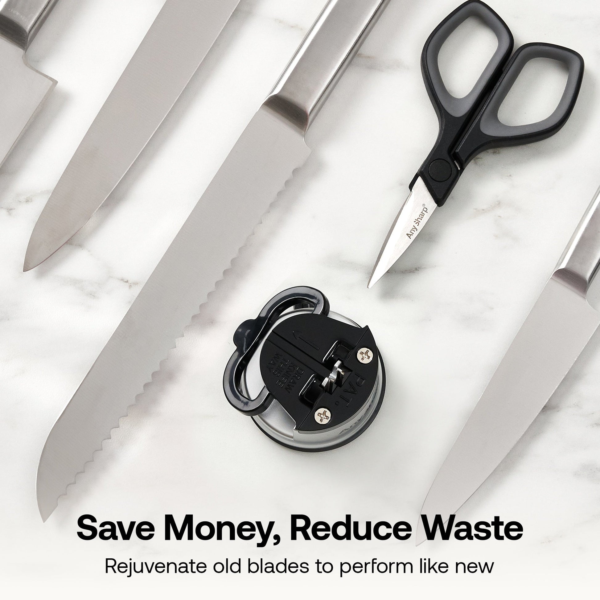 Mini scissors and classic knife sharpener bundle from AnySharp, featuring compact scissors and a manual knife sharpener for kitchen use.