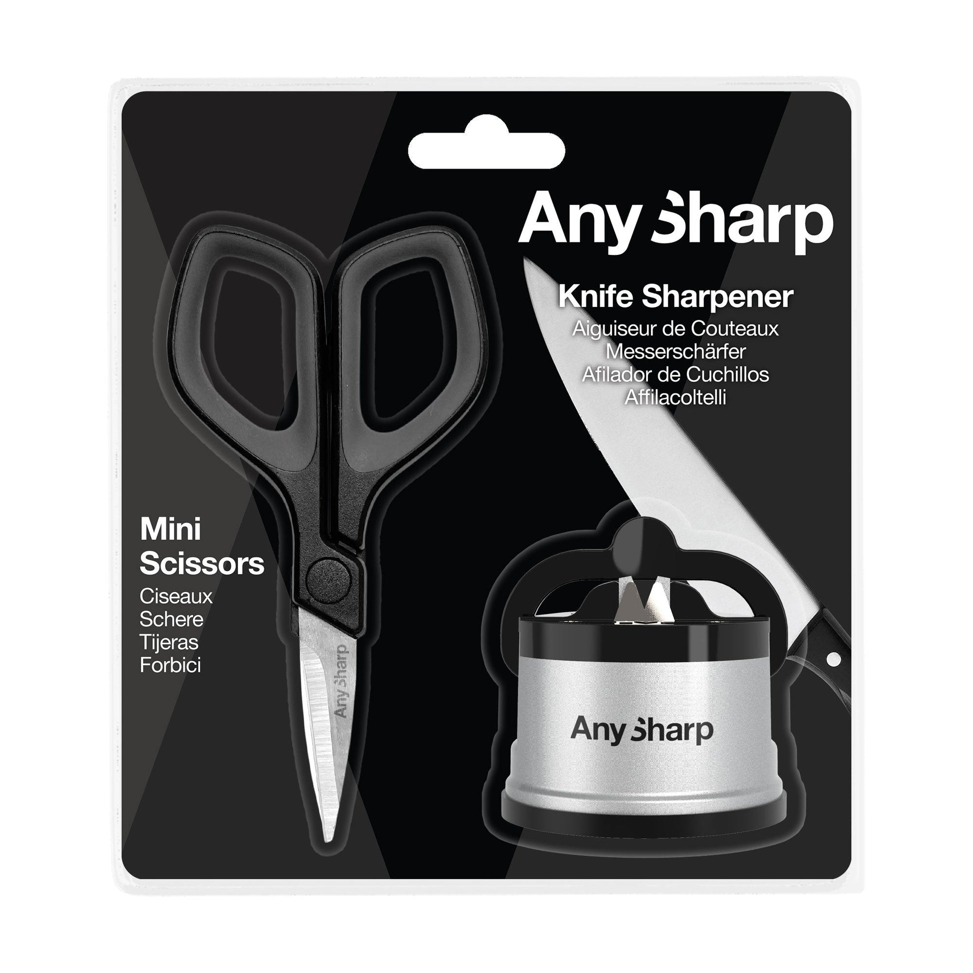Mini scissors and AnySharp Elite knife sharpener bundle with compact, durable tools for precise cutting and sharpening.