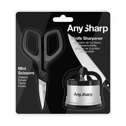 Mini scissors and AnySharp Elite knife sharpener bundle with compact, durable tools for precise cutting and sharpening.