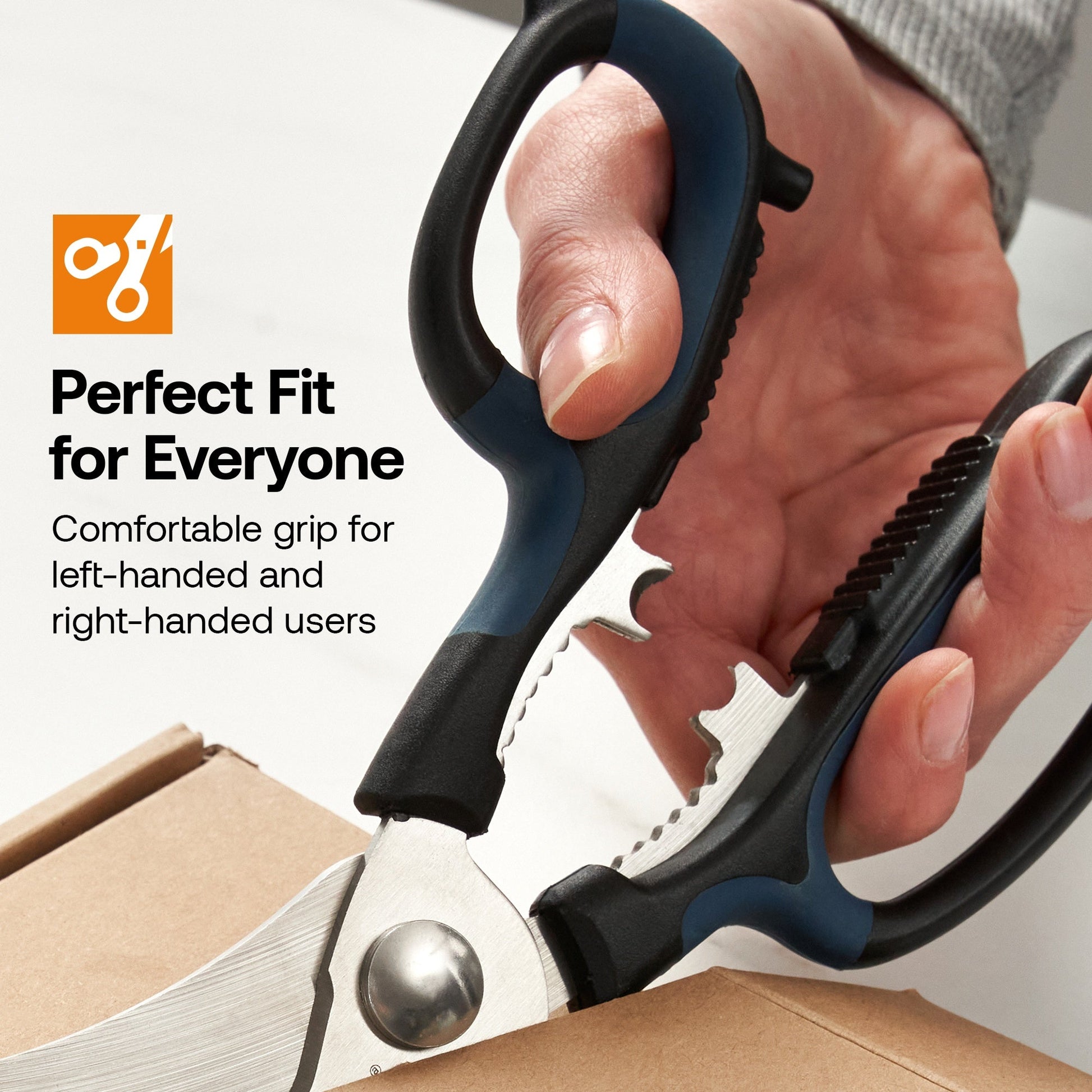 AnySharp Smart Scissors with ergonomic handles and sharp blades, designed for precise cutting and easy use.
