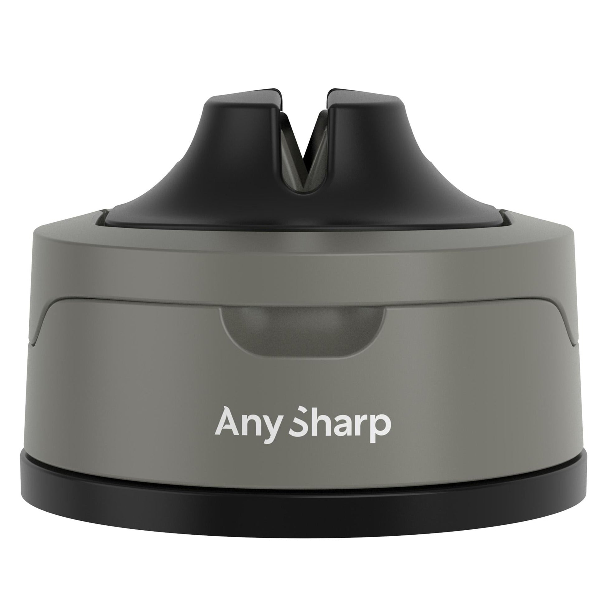 AnySharp Evo Knife Sharpener, compact handheld kitchen tool with ergonomic grip for easy blade sharpening.