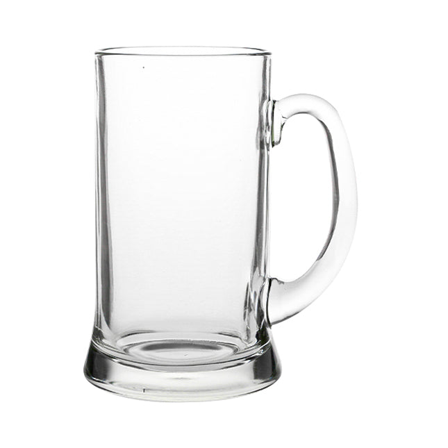 Heritage Glass Tankard 2 Pint from Glassware UK, clear glass with a sturdy handle, ideal for beer or beverages.