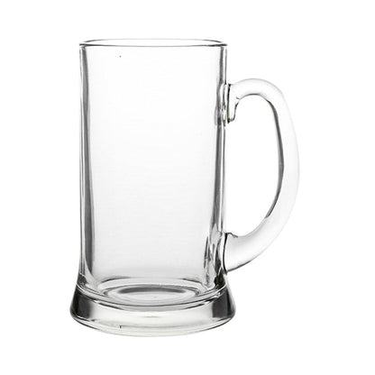 Heritage Glass Tankard 2 Pint from Glassware UK, clear glass with a sturdy handle, ideal for beer or beverages.