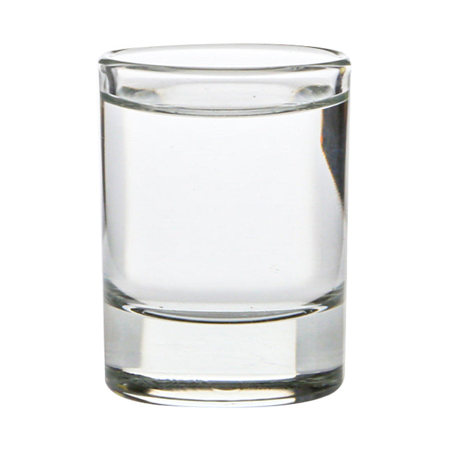 Set of six Glassware UK Heritage 40ml shot glasses displayed on a wooden surface, showcasing clear glass and classic design.