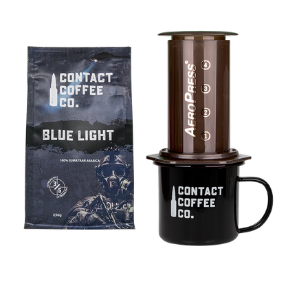 Contact Coffee Company Ltd. Coffee Care Package with assorted coffee products and accessories for coffee lovers.