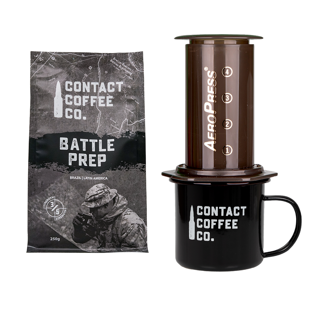 Contact Coffee Company Ltd. coffee care package with assorted coffee products and accessories for coffee enthusiasts.