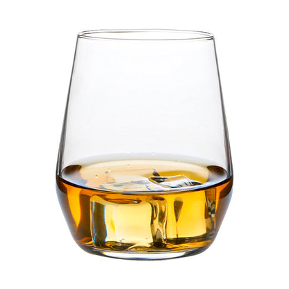 Set of six Bormioli Rocco Electra whisky tumblers, 380ml glassware, designed for enjoying whiskey with clear, durable glass.
