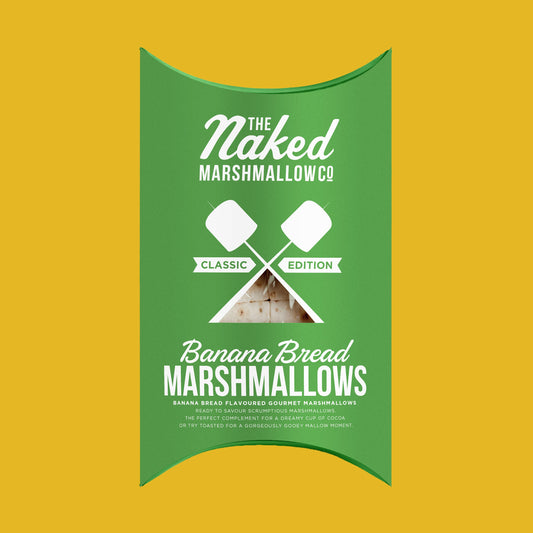 Gourmet banana bread marshmallow by THE MARSHMALLOW FACTORY, featuring a soft marshmallow with banana bread flavor and texture.