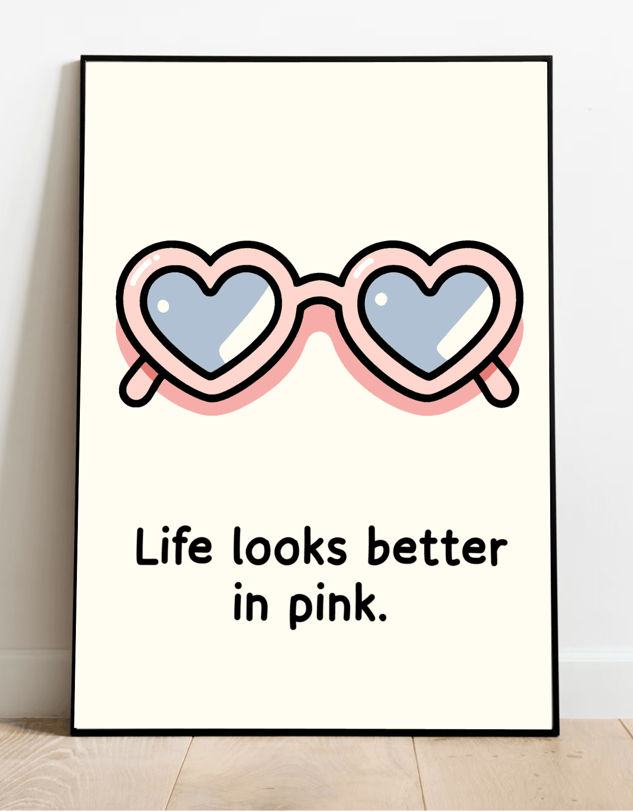 Colorful KEOLIX "Life Looks Better in Pink" print featuring vibrant pink design on high-quality paper.