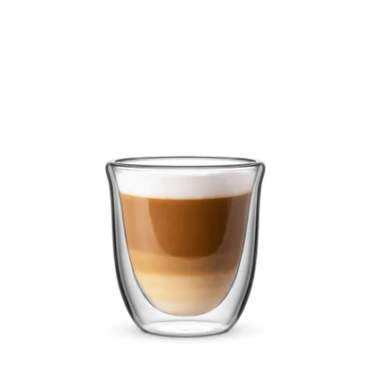 Brew Italia Firenze double walled coffee glasses set of 2, 200ml Bialetti design with clear glass and thermal insulation