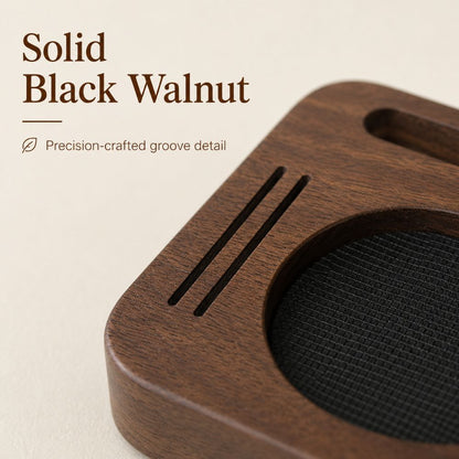 Walnut Espresso Tamper Station & Coffee Accessories Organiser