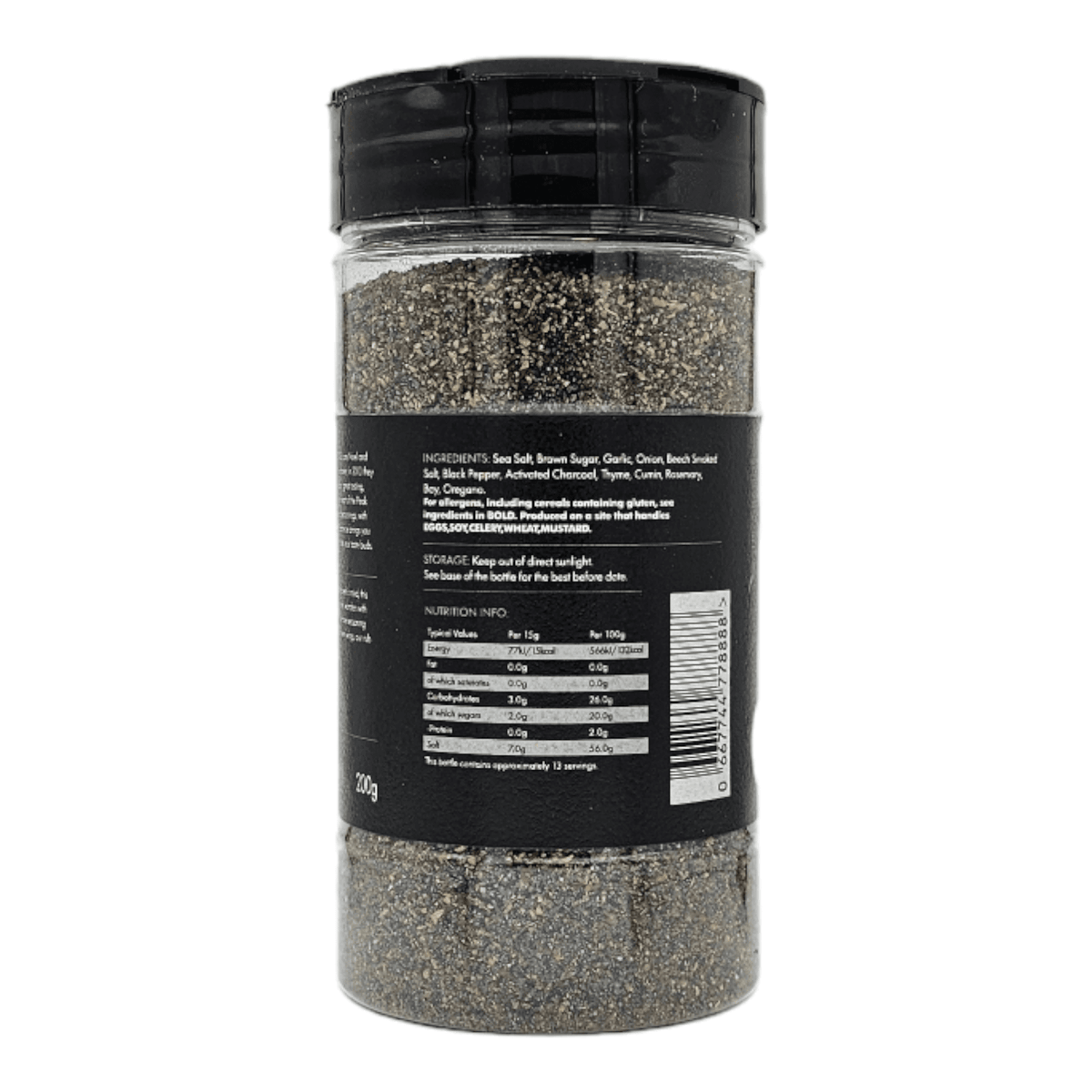 FireFly Barbecue Black Magic Charcoal Beef Rub bottle showing the label and product details on a black background.
