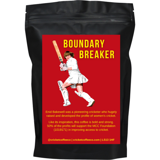 Bag of Boundary Breaker coffee by Clubhouse Roastery showing the coffee bag with branding and label design.