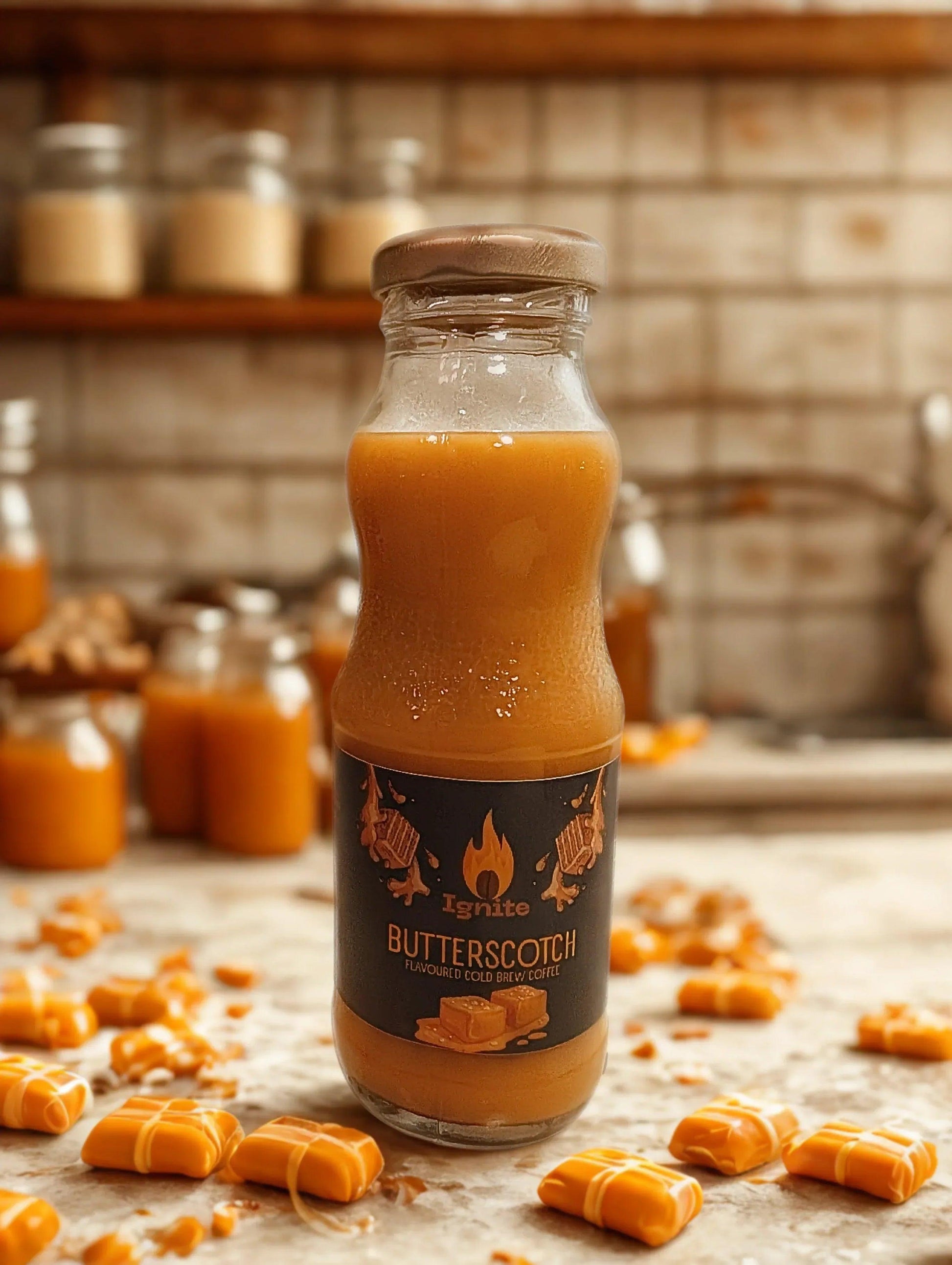 Core Flavours Pack by Ignite Coffee Co featuring six signature cold brew bottles with rich butterscotch flavor.