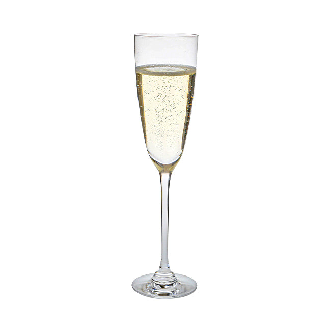 Set of two Dartington Crystal Rachael champagne flutes, 250ml, elegant glassware for celebrating occasions.