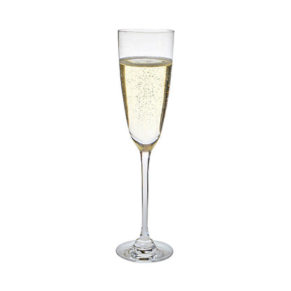 Set of two Dartington Crystal Rachael champagne flutes, 250ml, elegant glassware for celebrating occasions.