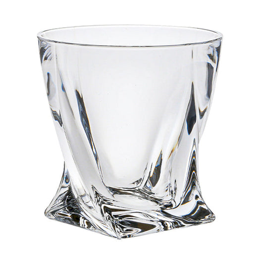 Apex Twist Crystalite whisky tumbler by Glassware UK, 340ml, clear glass with twisted design, suitable for spirits and cocktails.