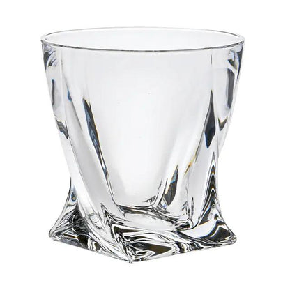 Crystalite 3-piece whisky decanter set with glass stoppers, featuring a 0.85Ltr capacity, from Glassware UK.