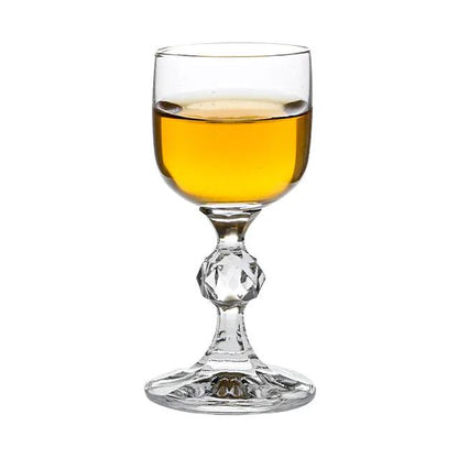 Set of six Crystalite liqueur shot glasses by Glassware UK, 50ml capacity, clear glass with elegant design.