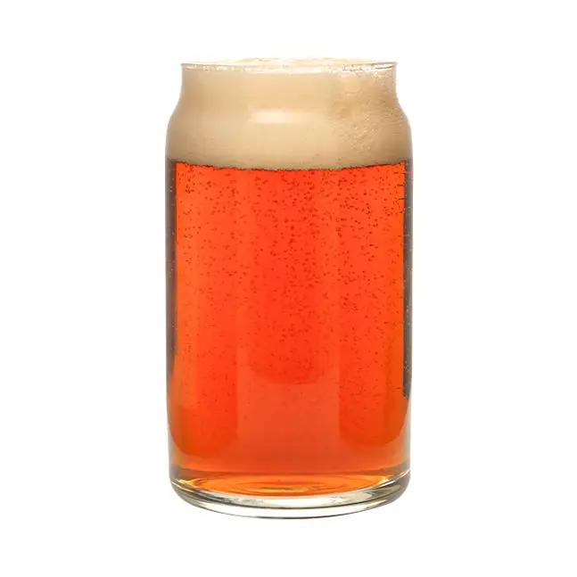 Glassware UK 450ml glass beer can tumbler, whiskey-style drinking glass with a sleek, modern design, perfect for beverages.