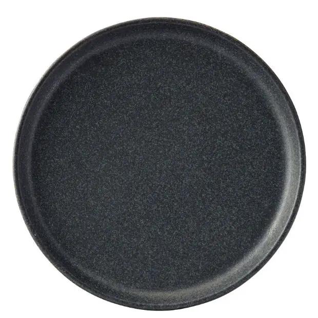 Murra Ash Walled Plate by Glassware UK, 21cm ceramic plate with a textured ash-colored design, displayed on a neutral background.