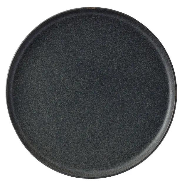 Murra Ash Walled Plate by Glassware UK, 30cm ceramic plate with a textured ash-colored walled edge and smooth central surface.