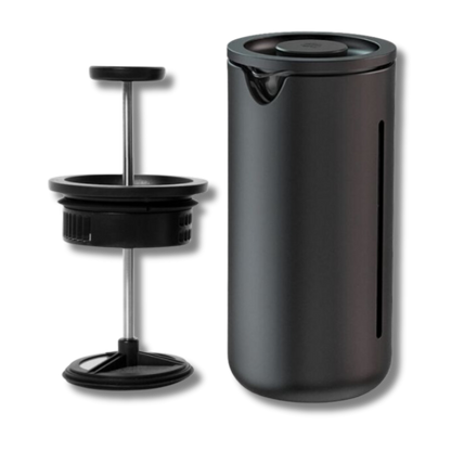 Timemore French Press coffee gear components including plunger, filter, and glass carafe from Contact Coffee Company Ltd.