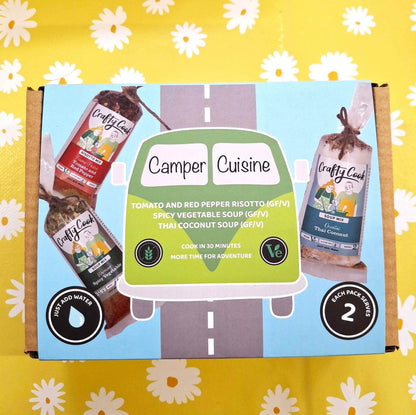 Camper Cuisine Green - 3 packs, 6 meals, one box, just add water. Crafty Cook easy fuss free meals