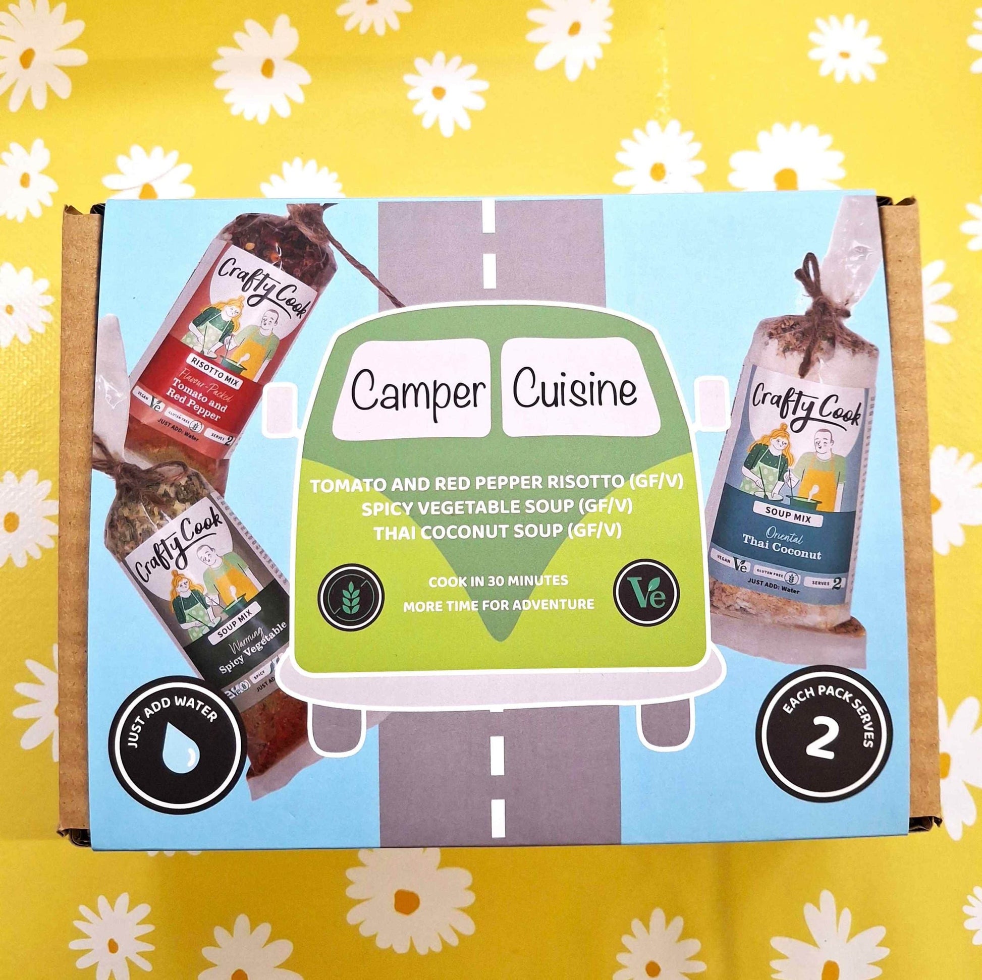 Camper Cuisine Green - 3 packs, 6 meals, one box, just add water. Crafty Cook easy fuss free meals