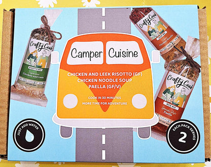 Camper Cuisine Orange 3 packs, 6 meals, one box, just add water. Crafty Cook easy fuss free meals
