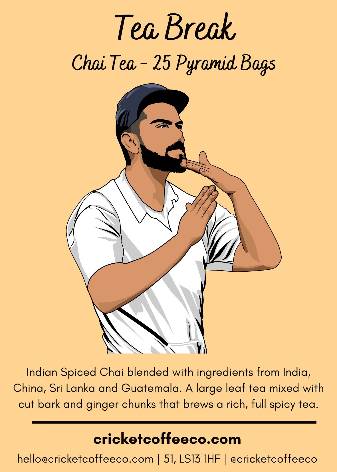 Clubhouse Roastery Chai Tea packet with a label, featuring a warm, aromatic chai tea blend for a relaxing tea break.