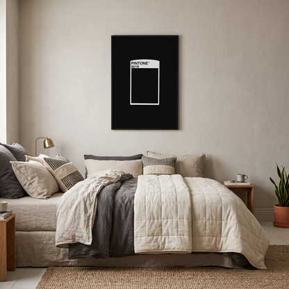 Glassware UK PINTONE Reference artwork featuring a background with a bed, Nano Banana design in vibrant colors.