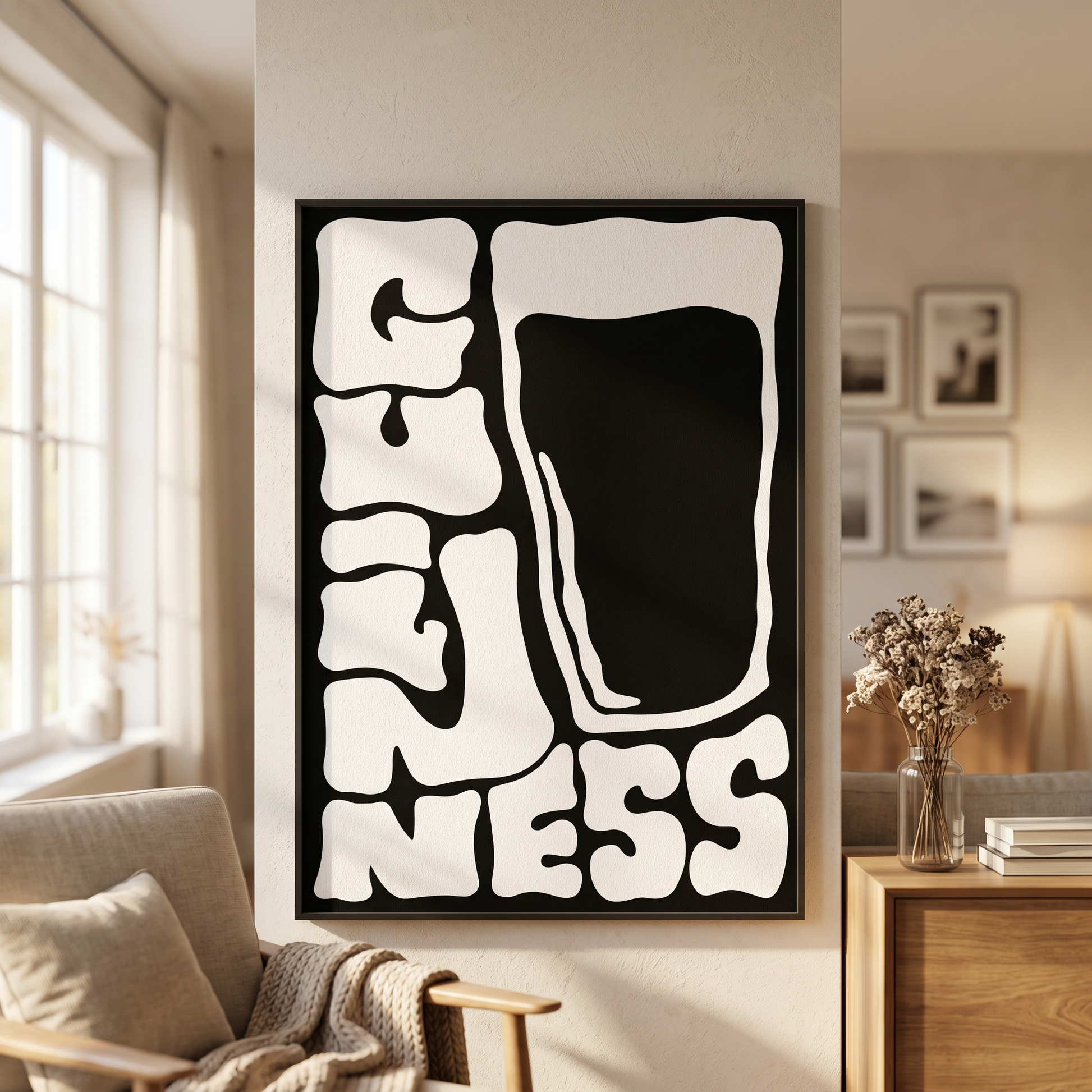 Colorful Guinness typography artwork by Glassware UK featuring bold, vibrant lettering on a creative background.